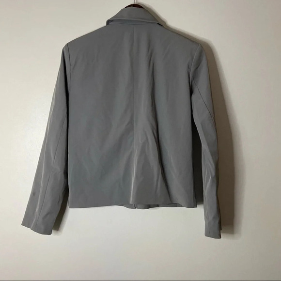 Vintage Stretch Blazer Jacket Gray Zip Up Size 8 Professional Preppy Office - Picture 7 of 8